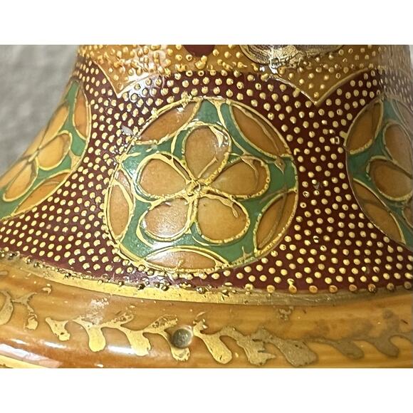 Vintage Japanese Satsuma Moriage Vase 10” Hand Painted Geisha Scene - Picture 8 of 8